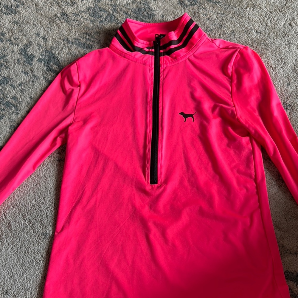 PINK Victoria's Secret Neon Pink Quarter-Zip Top